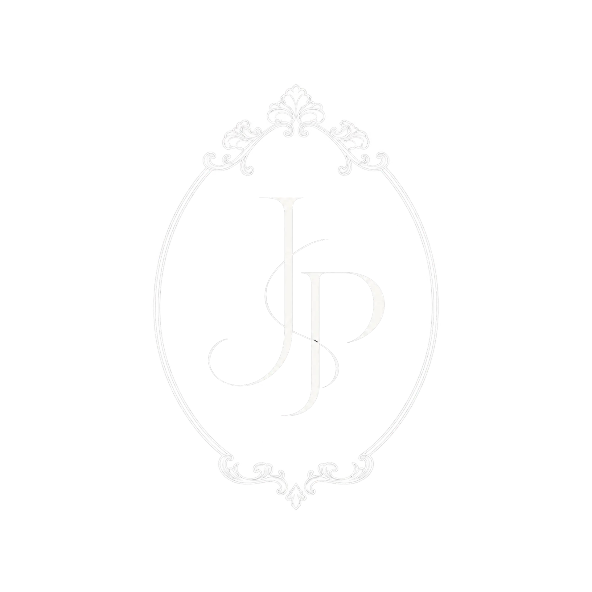 Brasão com as iniciais de Jennifer e Pedro